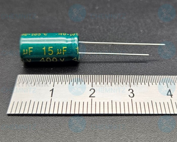 Elektrolytkondensator radial 15µF 400V 105°C low ESR RM 2,5mm