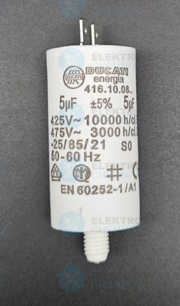 Betriebskondensator 5µF +-5% mit Flachstecker 416.10.08